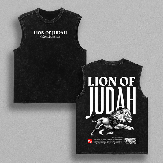 Lion of Judah Vintage Washed T-Shirt / Tank Top / Hoodie, Christian Jesus Apparel, Faith Streetwear Oversize Heavyweight, Gothic Church Outfit, Gym Pump Cover , Lion Shirt