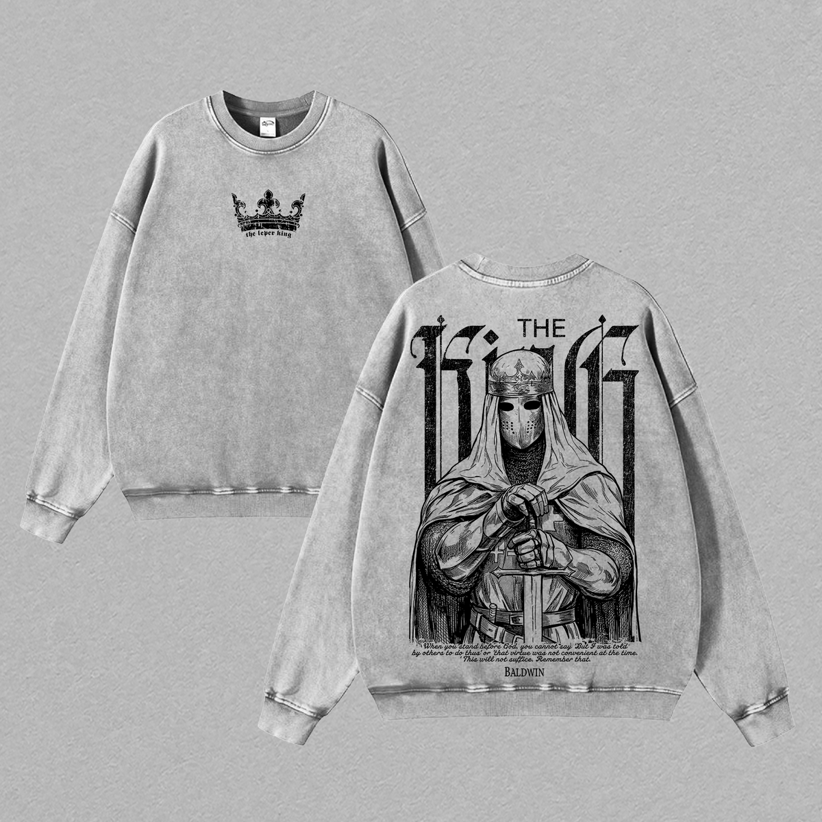 Baldwin IV “The Leper King” Washed T-Shirt / hoodie / Sweatshirt ,Vintage Washed Gothic Faith Streetwear, Crusader King of Jerusalem Tee, Jerusalem Cross Medieval Christian Shirt, Jesus Apparel, Christian Outfit