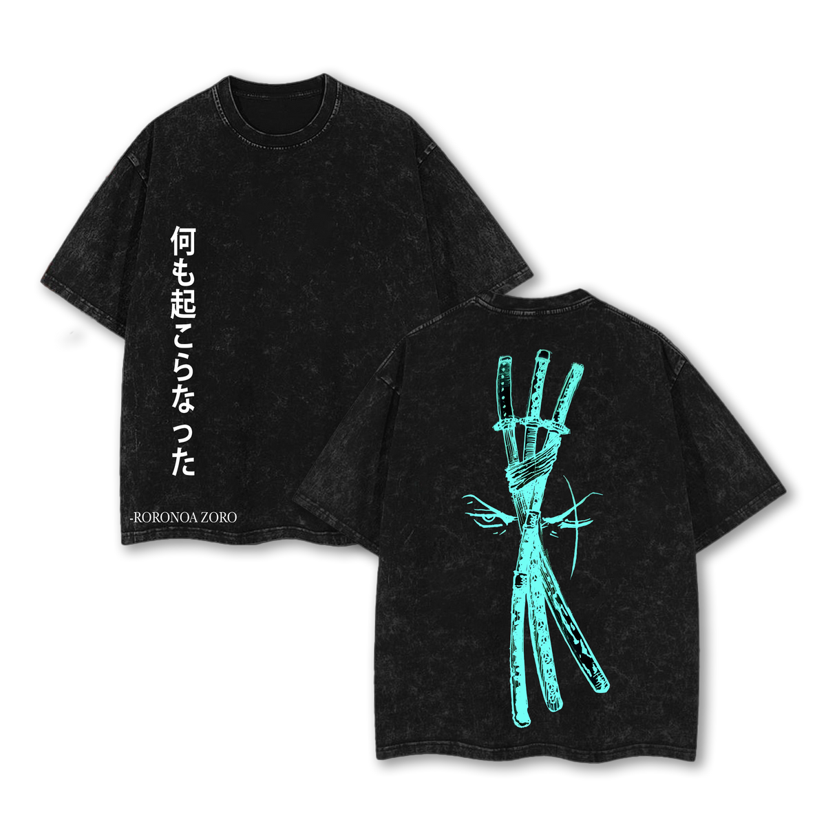 One Piece Washed Tee, Zoro Green Vintage Washed Tee Vintage Graphic 90s