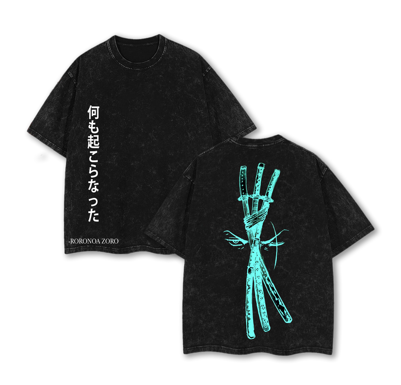 One Piece Washed Tee, Zoro Green Vintage Washed Tee Vintage Graphic 90s