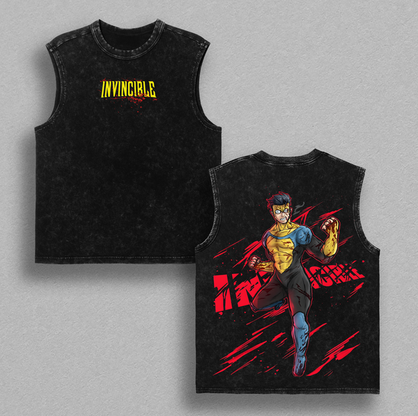 Invincible Mark Grayson Superhero Graphic Tee Vintage Washed Shirt Unisex Streetwear Comic Hero T Shirt Invincible Action Design Gift for Superhero Fans