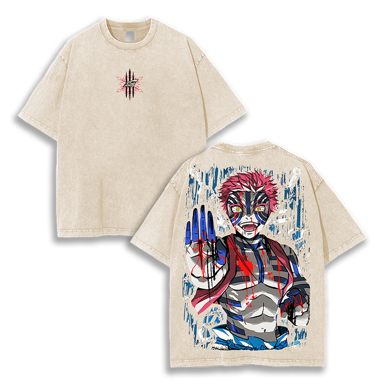 Akaza x Kimetsu no Yaiba Demon Slayer Washed T-Shirt