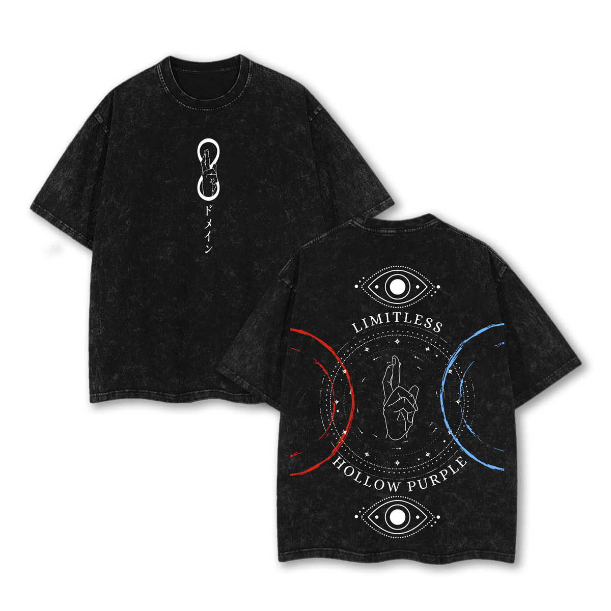 Satoru Gojo T-Shirt - Limitless Hollow Purple Gojo Inspired T-Shirt JJK Jujutsu Kaisen Anime Double Printed Vintage Washed Tee Unisex Oversize Anime Manga Washed Heavyweight Cotton, Anime Merch