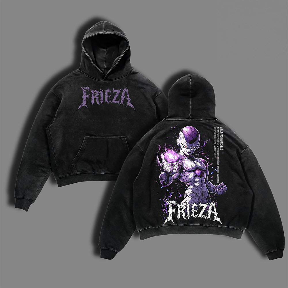 Frieza Final Form DBZ Vintage Washed Oversized Anime Shirt, Purple Energy Villain Graphic Tee, Heavyweight Cotton Streetwear, Unisex Gift for Anime Fans