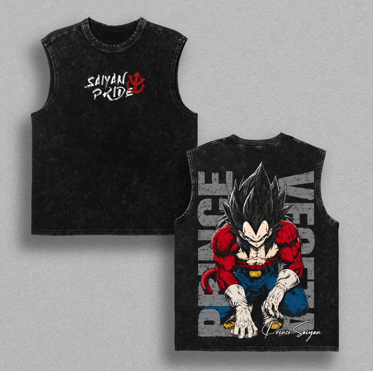 SSJ4 Vegeta Saiyan Pride Dragon Ball vintage washed tanktop - Black