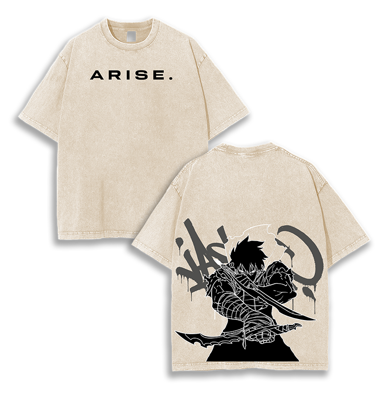Arise_ Sung Jin Woo - Solo Leveling Anime Washed T-Shirt