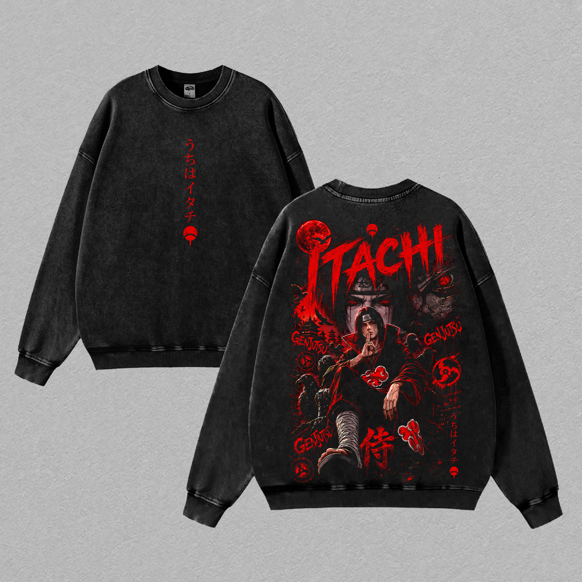 Itachi Uchiha washed sweatshirt - Black