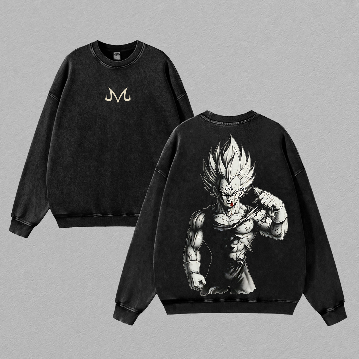 Power 9000 Prince Warrior Shirt – Vintage Washed DBZ Inspired Graphic Tee, Oversized Streetwear Soft Cotton Unisex Top