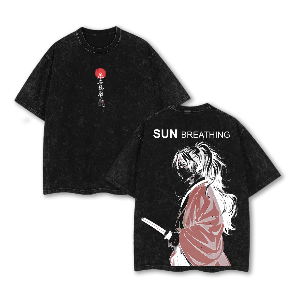 Yoriichi Tsugikuni Demon Slayer Anime Double Printed Vintage Washed Tee
