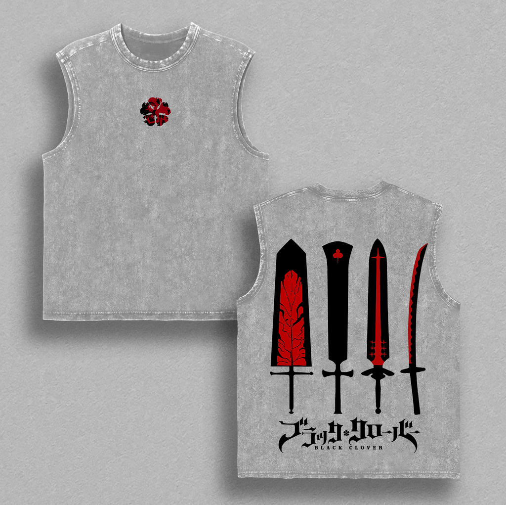 Four Sword Of Demon Asta Black Clover Anime Vintage Washed Tee
