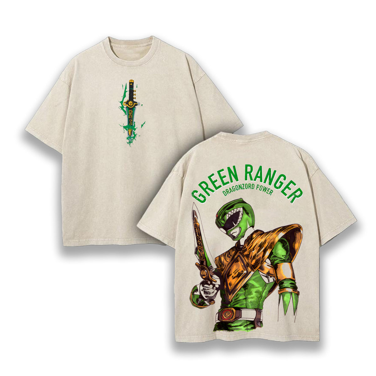 Green Ranger - Power Rangers Anime Washed T-Shirt