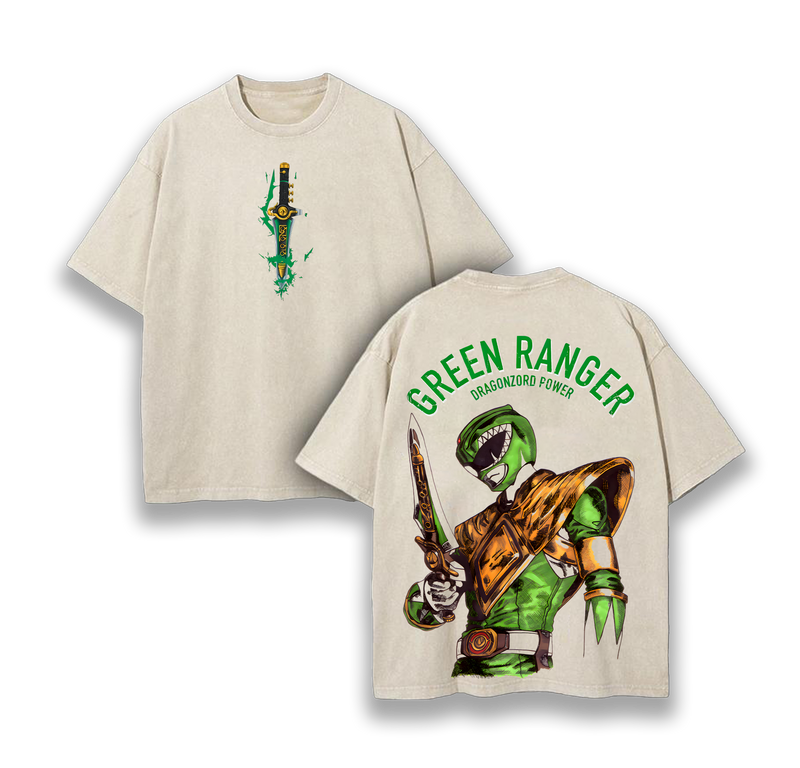 Green Ranger - Power Rangers Anime Washed T-Shirt