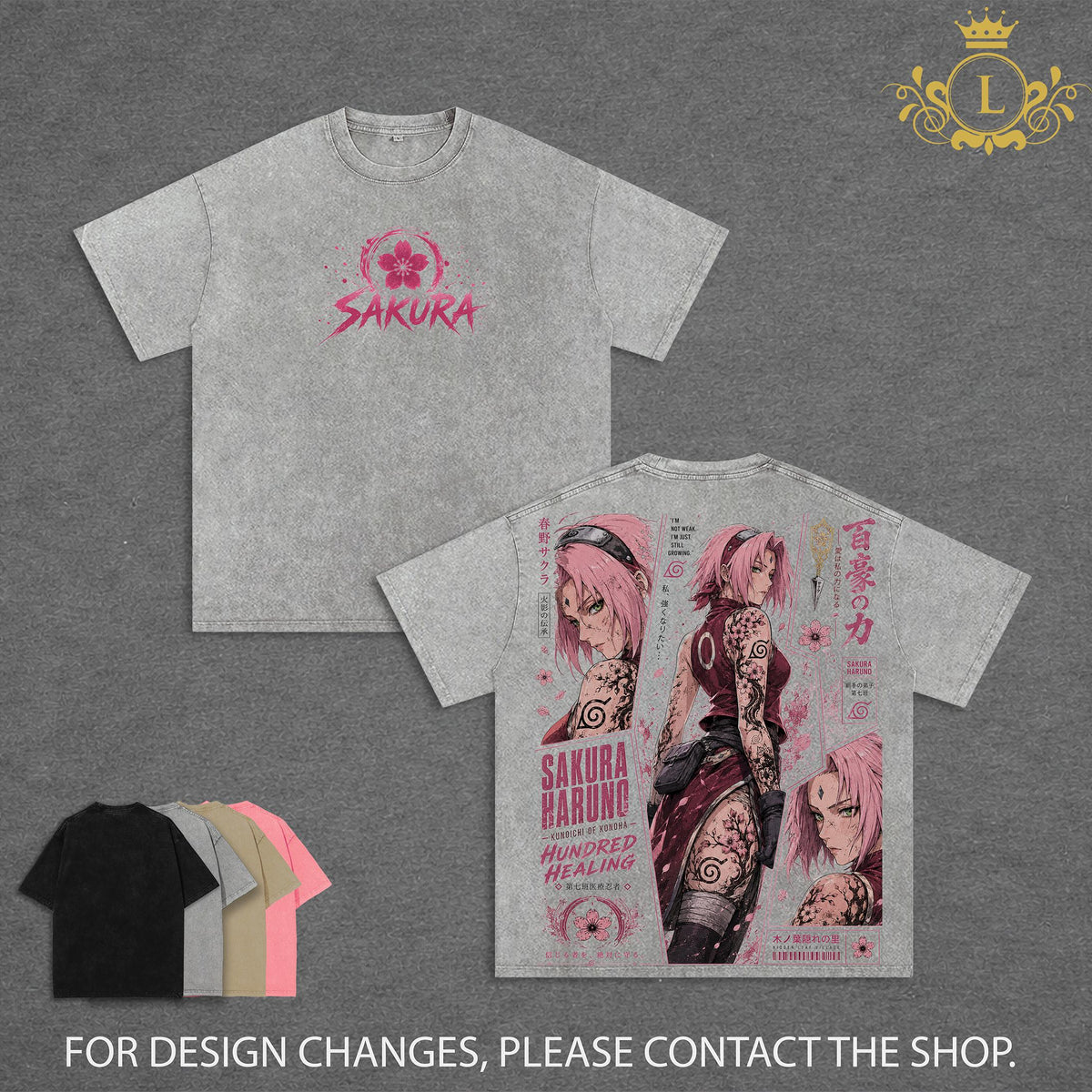 Sakura Haruno Graphic Tee Vintage Washed Shirt Unisex Streetwear Overlord Anime Tee Waifu Tee Overseer Of The Guardians T-Shirt Gift for Anime Lovers Naruto Fans