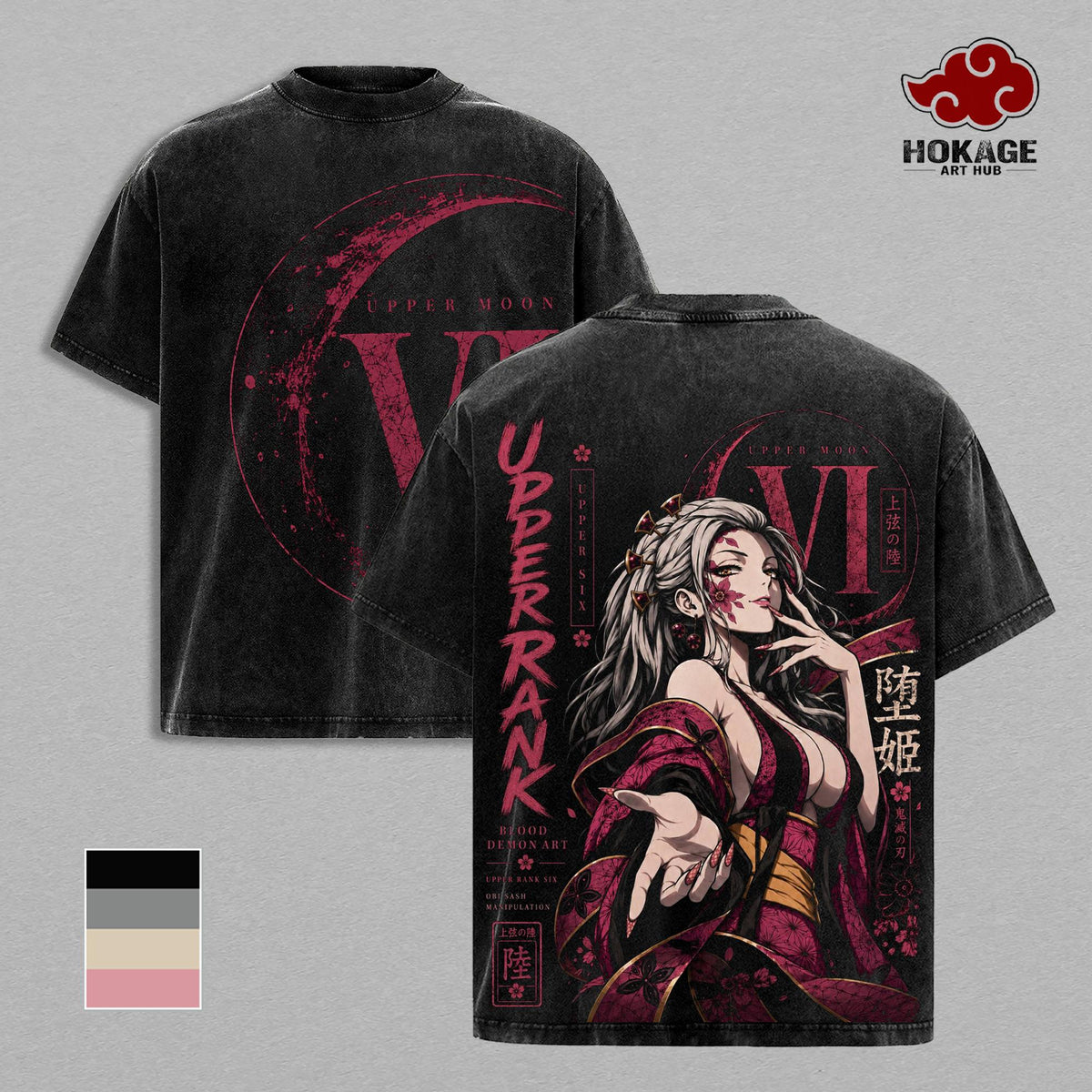 Daki Demon Slayer T-Shirt, Kimetsu No Yaiba Upper Moon Six Graphic Tee, Anime Shirt, Vintage Manga Tee, Japanese Streetwear, Oversized T Shirt, Back Print Tee, Anime Merch, Unisex Graphic Shirt