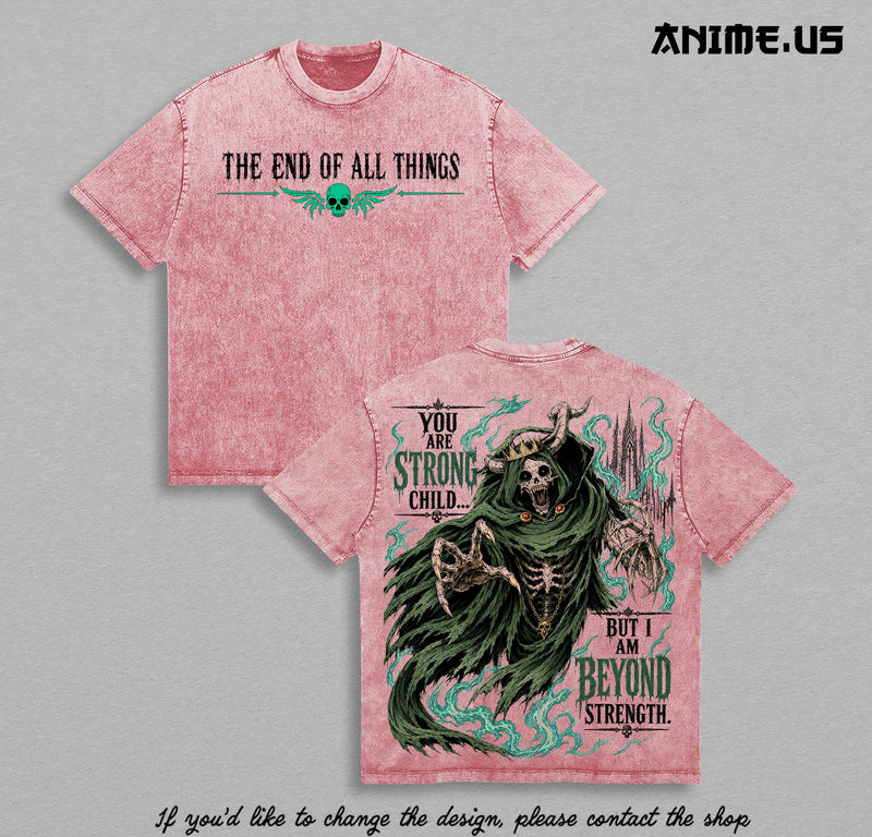 Adventure Time The Lich "Beyond Strength" Vintage Washed Graphic T-Shirt | Dark Fantasy Apocalypse Heavyweight Streetwear Tee