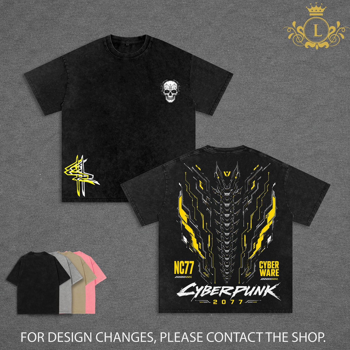 Cyberpunk 2077 V2 Gaming Double Printed Vintage Washed Tee Unisex Oversize Washed Heavyweight Cotton T-shirt, Gift For Gamers, Game Lover