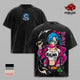 Bulma - DBZ Capsule Corp Waifu Double Printed Graphic Tee, Faded Acid Wash Streetwear For Men, Heavy Cotton Unisex Shirt, Gift For Anime Lovers And DBZ Fans Fabric Menswear