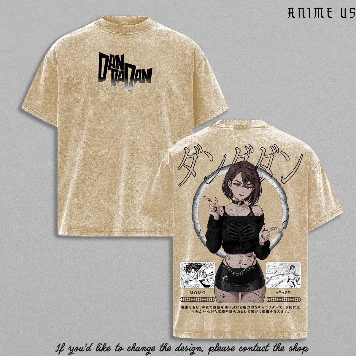 Momo Ayase Dandadan shirt Vintage Washed Unisex Anime Graphic T-Shirt, Double-Sided Print, Soft Cotton Streetwear, Casual Short Sleeve Top, Gift for Anime Fans, Dandadan Lover, Gift Her.