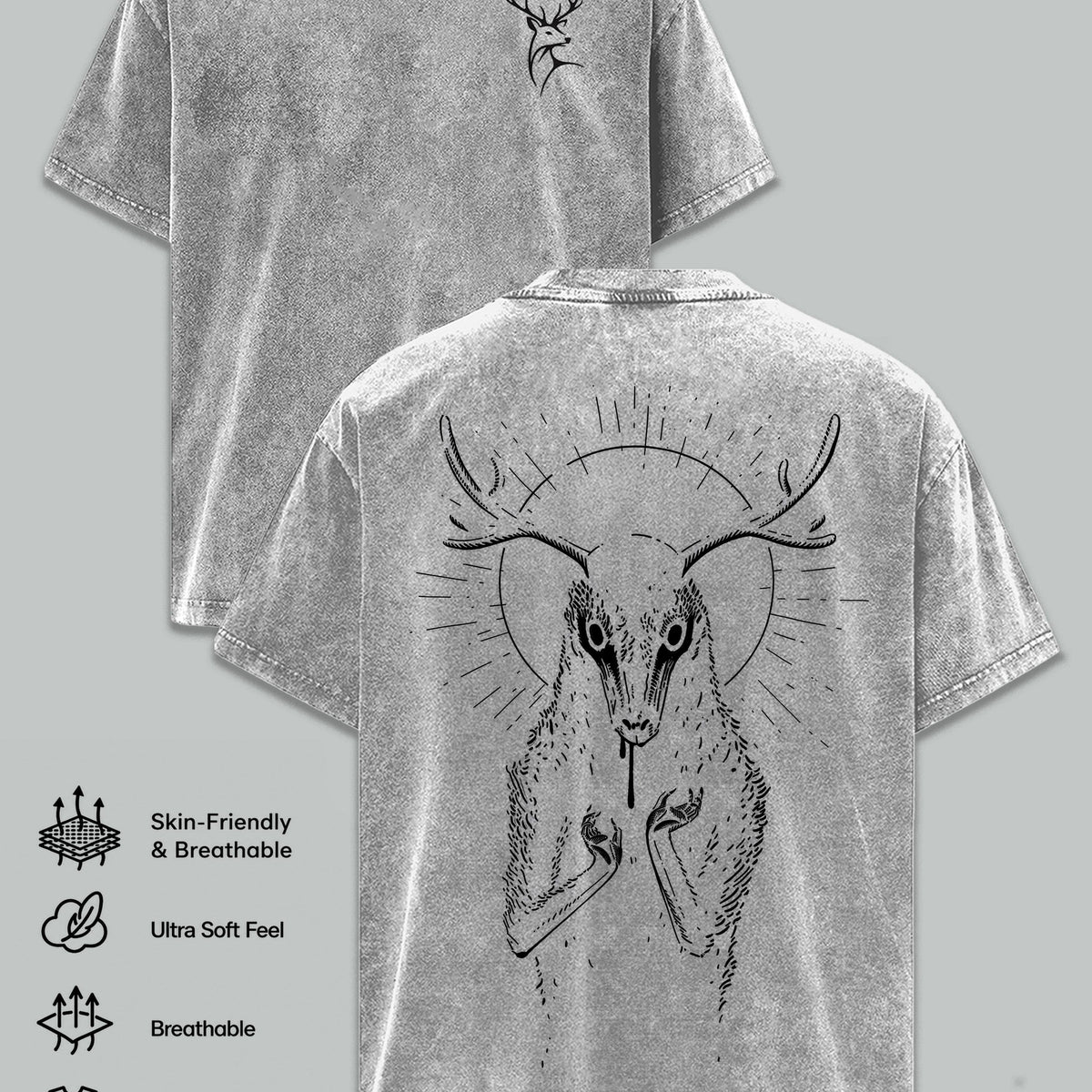 The Lich Adventure Time Vintage Washed Oversized T-Shirt, Double Printed Dark Fantasy Graphic Tee, Heavyweight Cotton Cartoon Streetwear