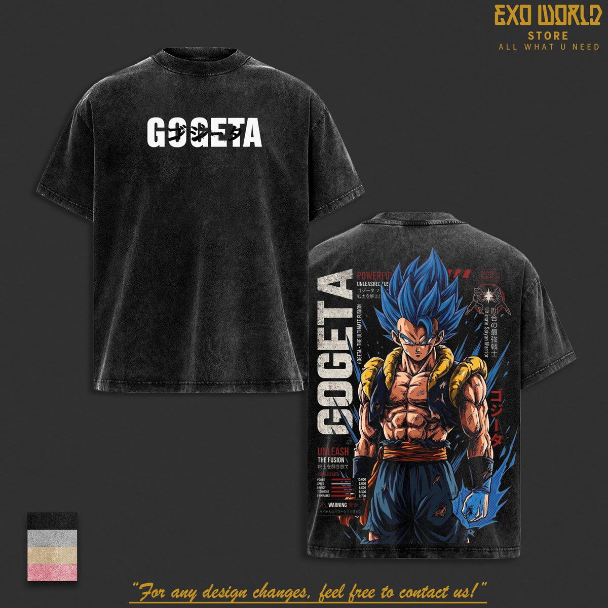 Vintage Gogeta Blue Super Saiyan Streetwear Washed Tee, Streetwear Casual Wear For Anime Fans, Gift for Fans Anime