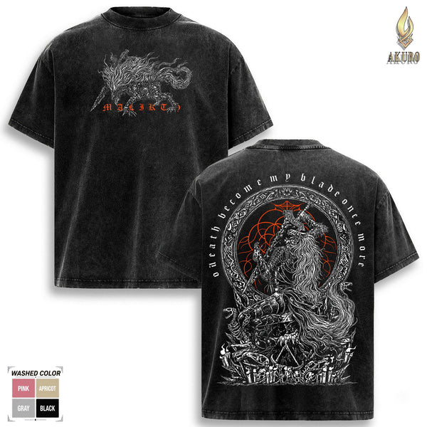 The Black Blade "Maliketh" - Elden Ring Game Edition Double Printed Oversize Lightweight Acid T-Shirt , Elden Ring Fans, RPG Game Graphic Tee, Streetwear Unisex Oversize Gift for RPG Game Lovers