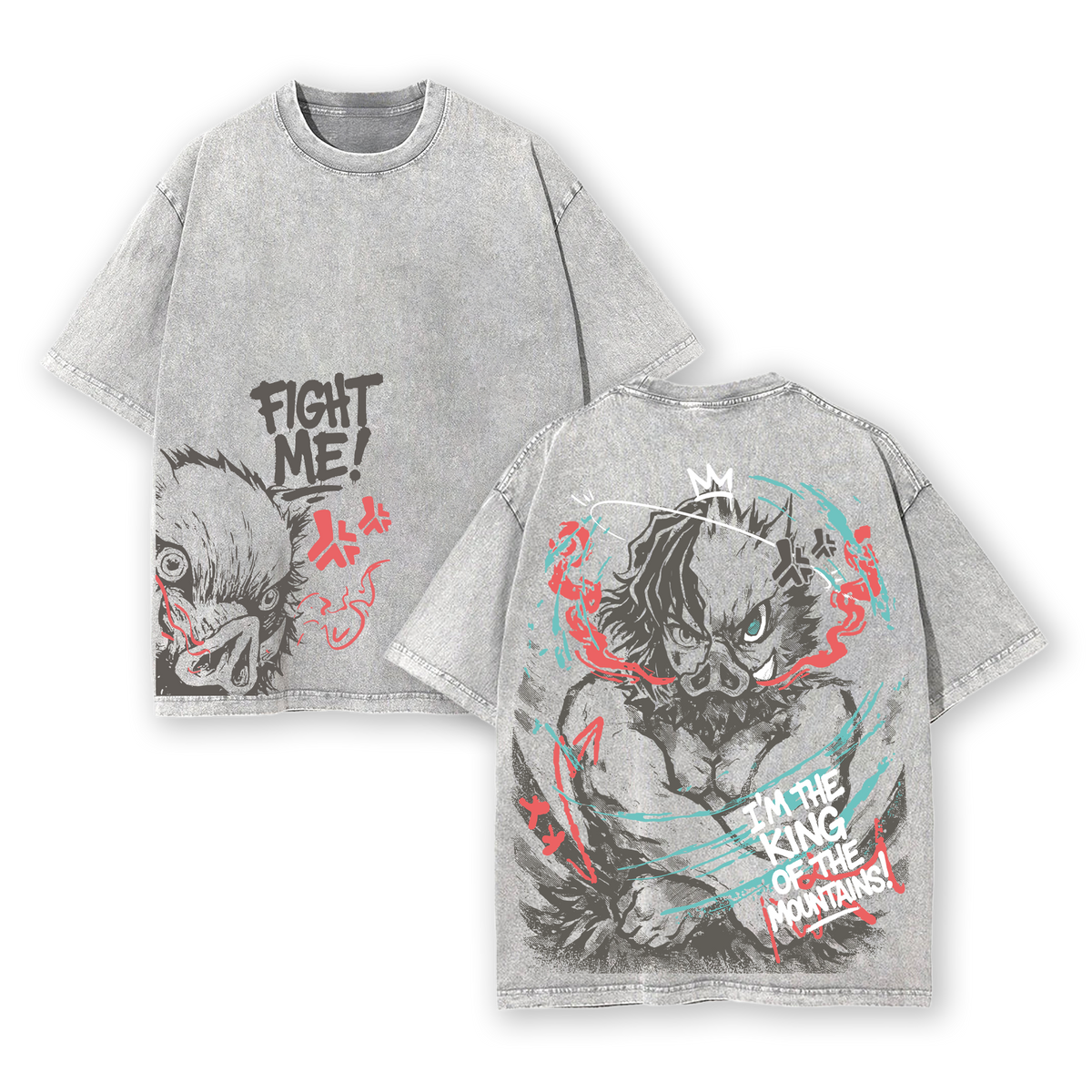 ''I'm the King of the Mountain'' Inosuke - Demon Slayer Anime Washed T-Shirt