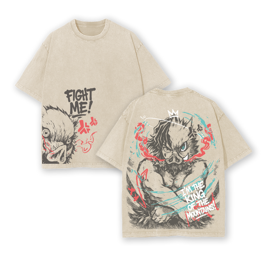 ''I'm the King of the Mountain'' Inosuke - Demon Slayer Anime Washed T-Shirt