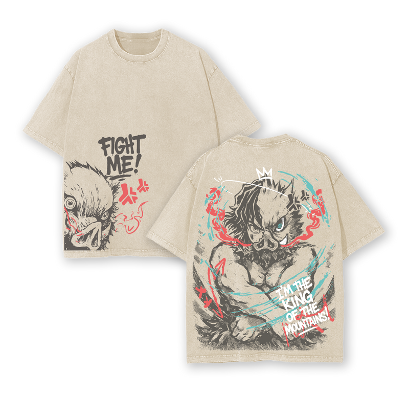 ''I'm the King of the Mountain'' Inosuke - Demon Slayer Anime Washed T-Shirt