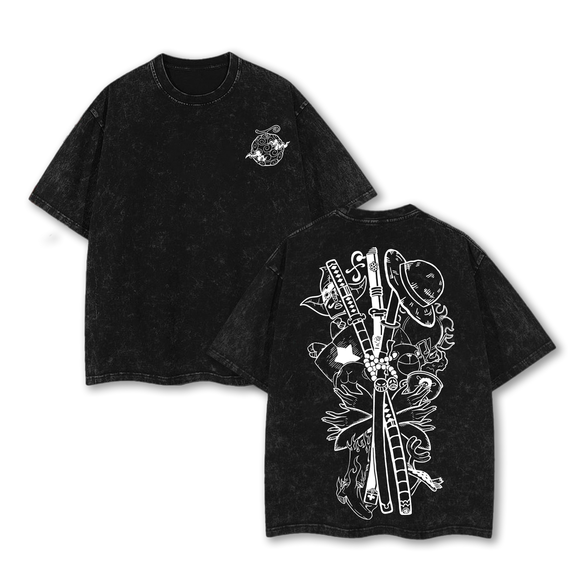 Gomu Gomu No Mi - One Piecee Anime Double Printed Vintage Washed Tee