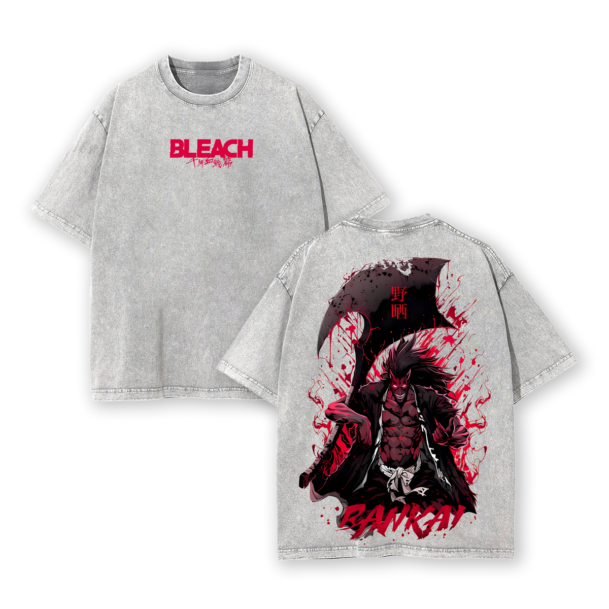 Retro Vintage Limited Kenpachi Zaraki Ver.2 - Bleach Anime Double Printed Washed Tee