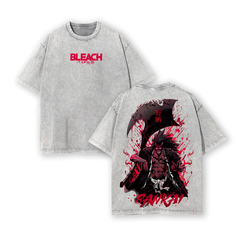 Retro Vintage Limited Kenpachi Zaraki Ver.2 - Bleach Anime Double Printed Washed Tee
