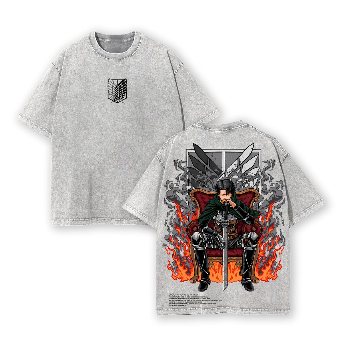 Attack on Titan Eren Vintage T-Shirt – Oversized Heavy Cotton, Epic Titan Graphic Top, Retro Anime Merch for Fans
