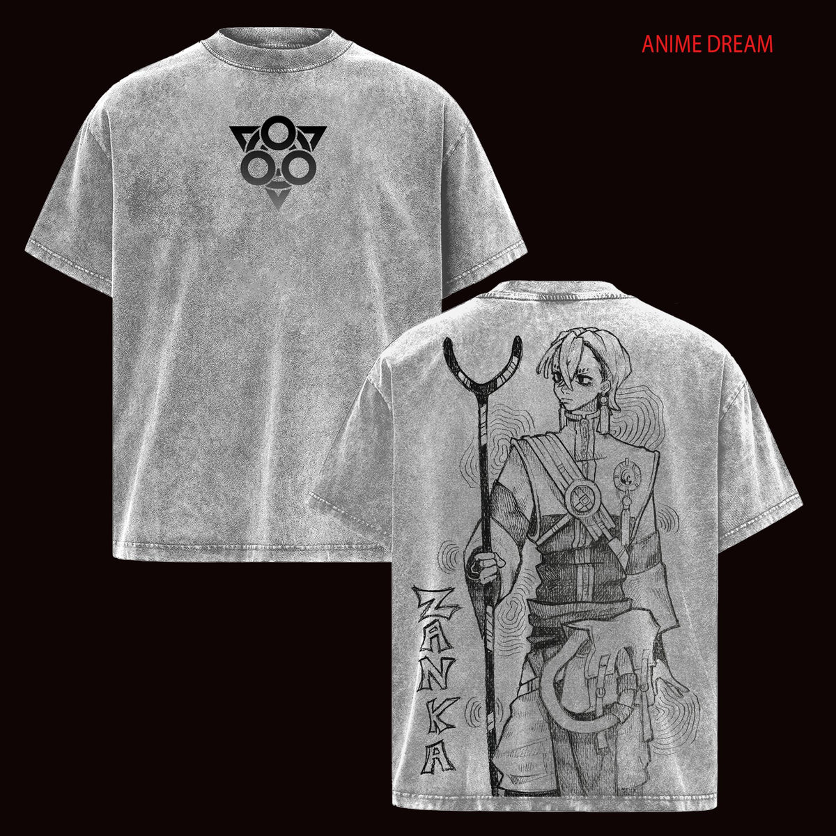 Zanka Nijiku Gachiakuta Anime Double Printed Vintage Washed Tee Unisex Oversize Anime Manga Washed Heavyweight Cotton T-shirt