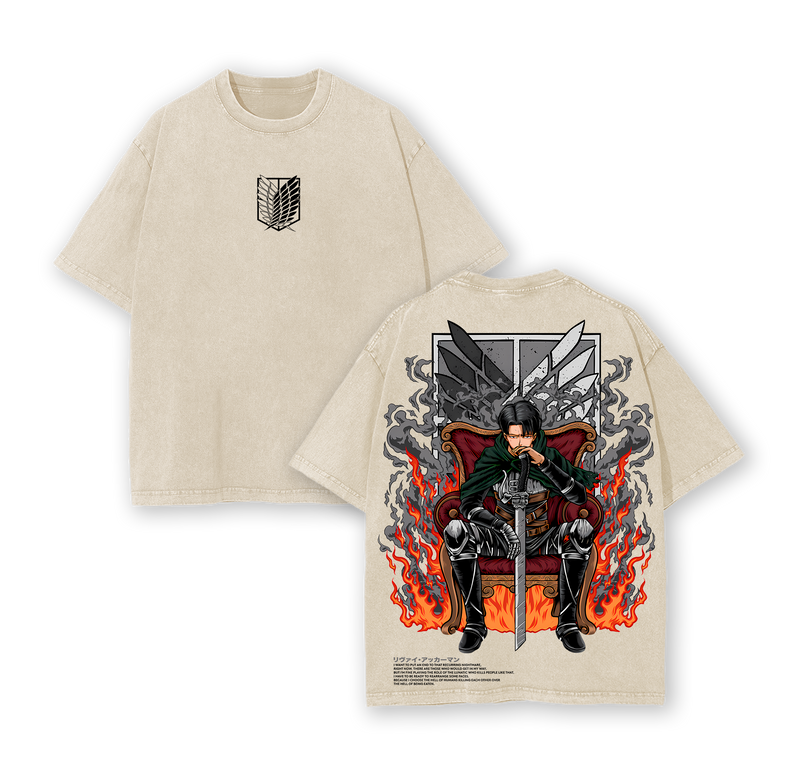 Attack on Titan Eren Vintage T-Shirt – Oversized Heavy Cotton, Epic Titan Graphic Top, Retro Anime Merch for Fans