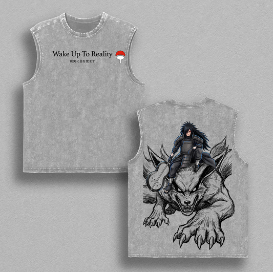 Madara Uchiha Kurama Nine Tails Shirt Vintage Washed | Naruto Dark Anime Graphic Tee | Oversized Streetwear Shirt for Anime Fans