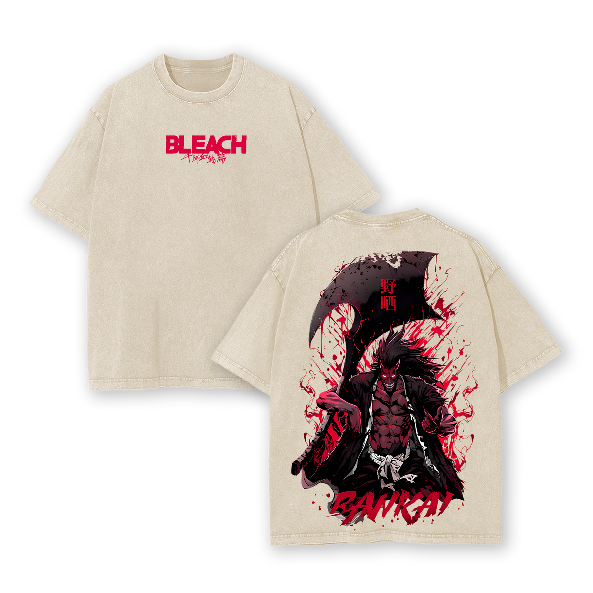 Retro Vintage Limited Kenpachi Zaraki Ver.2 - Bleach Anime Double Printed Washed Tee