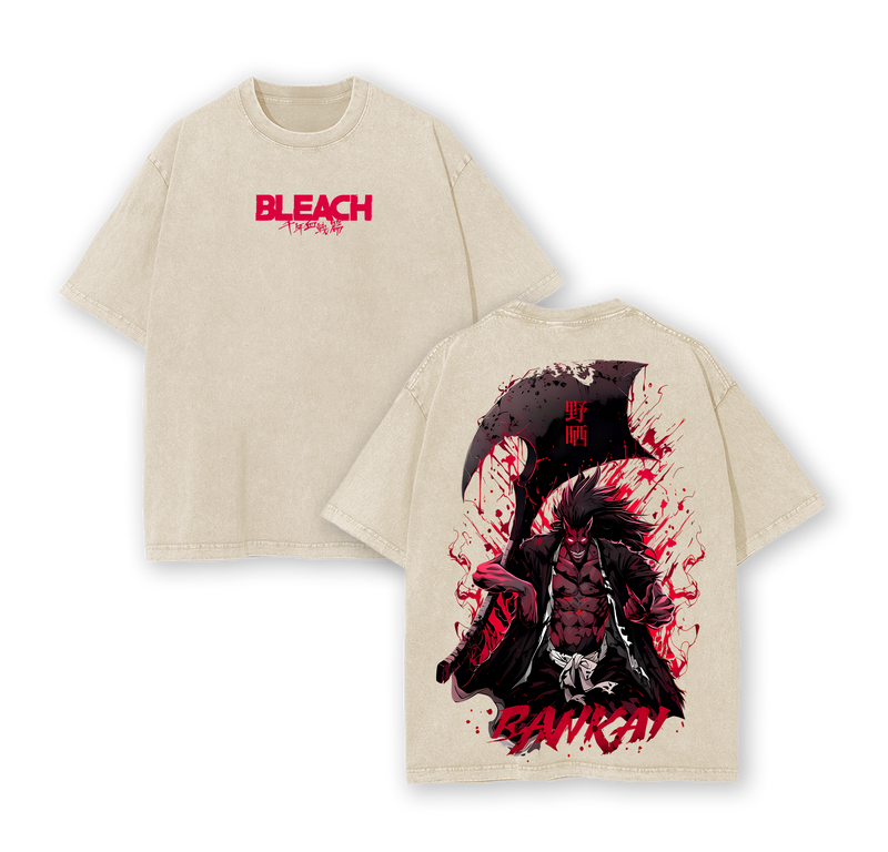 Retro Vintage Limited Kenpachi Zaraki Ver.2 - Bleach Anime Double Printed Washed Tee