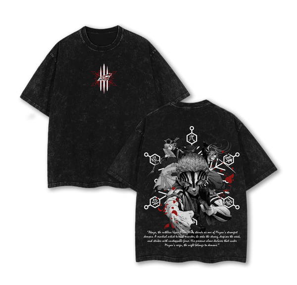 Akaza Demon Slayer Limited Edition Tee – Kimetsu no Yaiba Vintage Washed Oversized Heavy Cotton Anime Manga T-Shirt, Rare Collector’s Graphic Streetwear Retro Top Gift for Otaku Fans