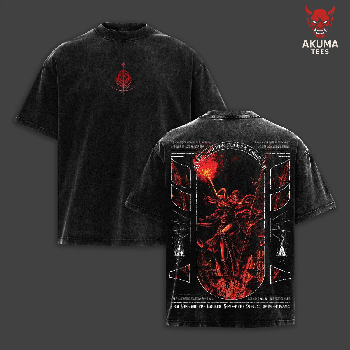 Messmer The Impaler 22.10 Elden Ring Retro Vintage Unisex Oversize Anime Manga Acid Washed Heavyweight Cotton T-shirt, Anime Merch, Gift For Anime Fan. Menswear Oversized