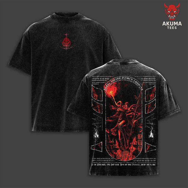 Messmer The Impaler 22.10 Elden Ring Retro Vintage Unisex Oversize Anime Manga Acid Washed Heavyweight Cotton T-shirt, Anime Merch, Gift For Anime Fan. Menswear Oversized