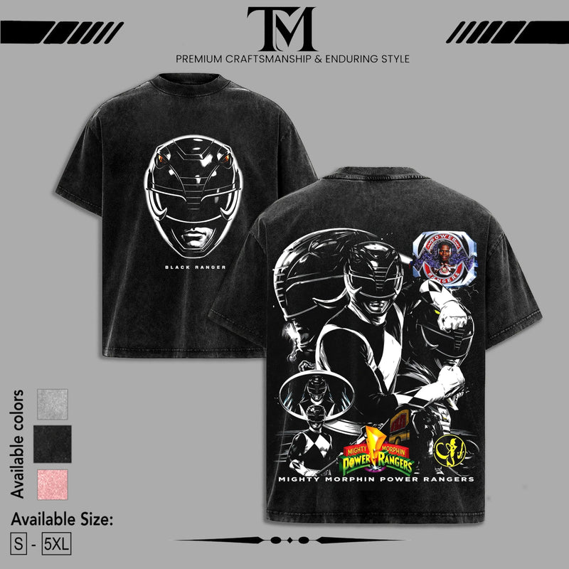 White Ranger Mighty Morphin Power Rangers Doubled Printed Oversize Lightweight Tee, Vintage Graphic TV Show Top Cotton, Movie Lover, Streetwear Soft Crew Neck, Gift for fan