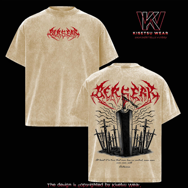 Guts Gym Pump Cover T-Shirt – Berserk Vintage Washed Inspired Tee, Dark Fantasy Sword Anime Graphic Shirt, Oversized Anime Streetwear Apparel, Soft Cotton Casual Unisex Top, Gift for Berserk Fans