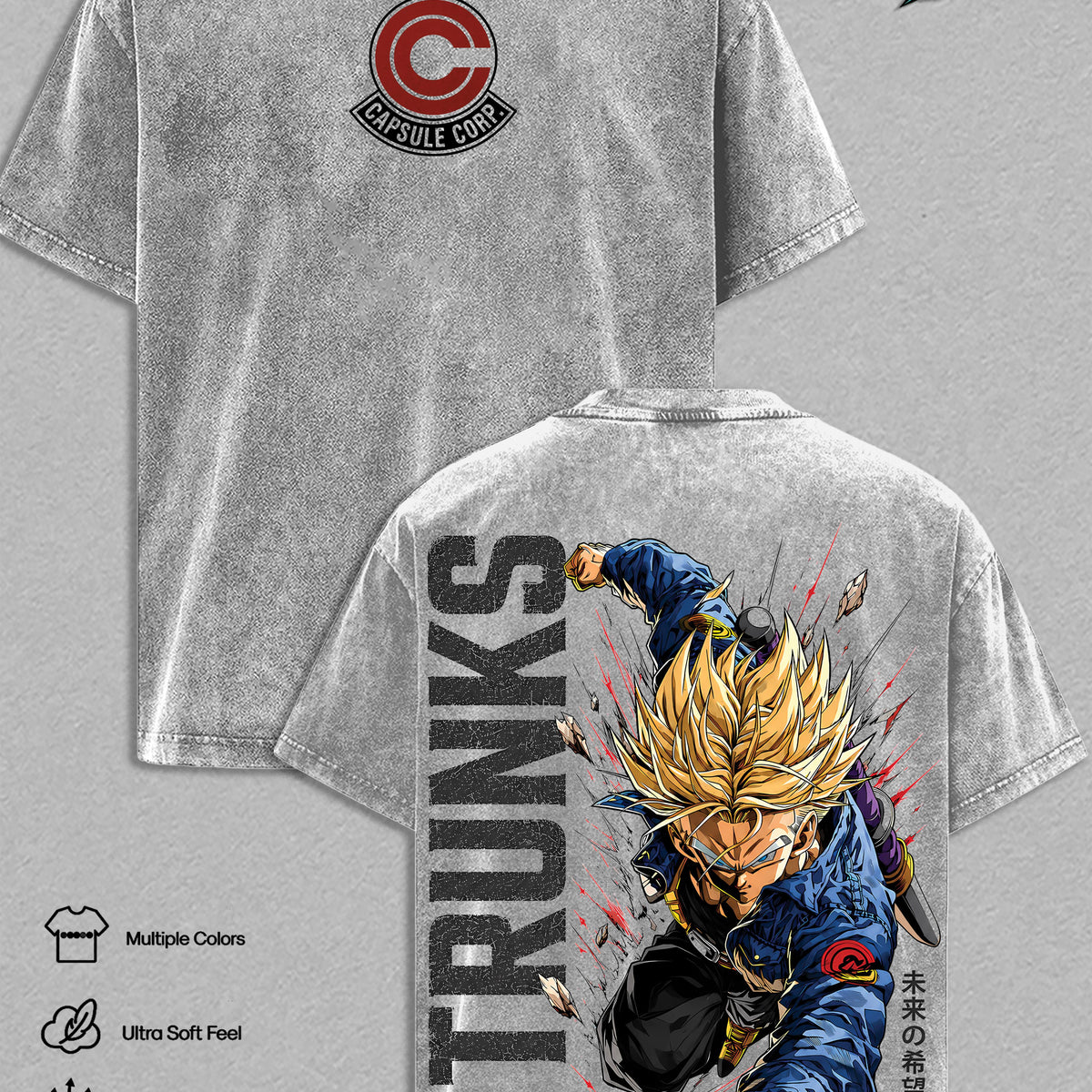 Future Trunkssss DBZ Vintage Washed T-Shirt - DBZ Graphic Tee Oversized Streetwear Tops Cotton Tshirt Classic Menswear Clothes Apparel Gift for DBZ Fans Men & Women