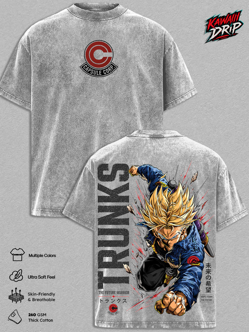 Future Trunkssss DBZ Vintage Washed T-Shirt - DBZ Graphic Tee Oversized Streetwear Tops Cotton Tshirt Classic Menswear Clothes Apparel Gift for DBZ Fans Men & Women