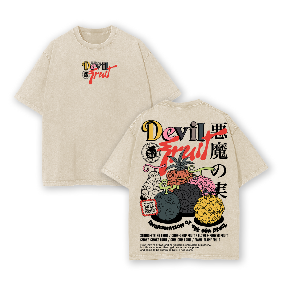 DEVIL FRUIT V.1 One Piece Washed Tee