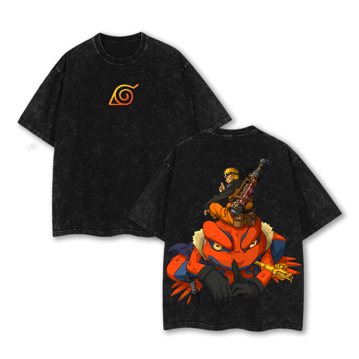 Nanadaime Hokage Naruto x Gamakichi Anime Double Printed Vintage Washed Tee