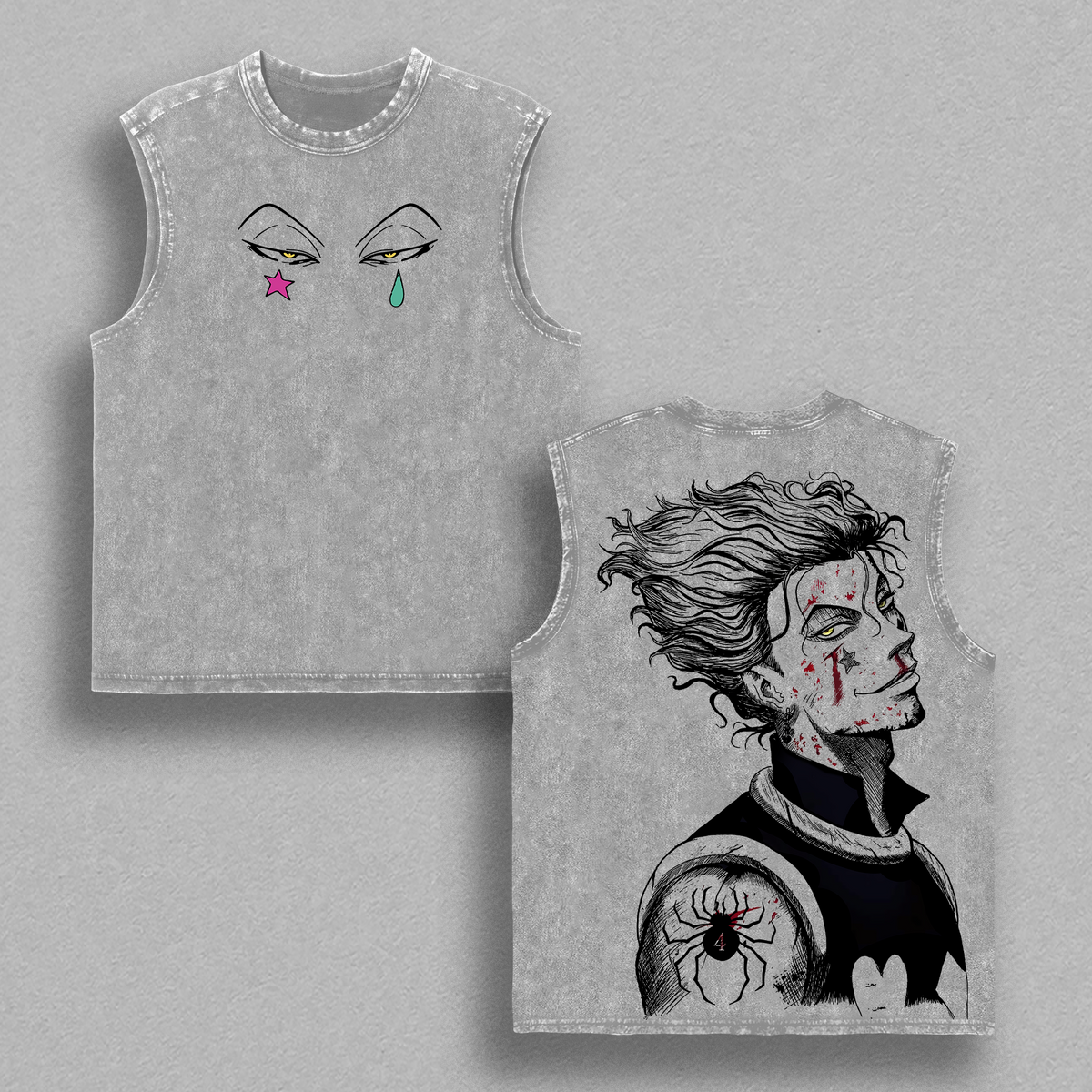 Hisoka Morow Hunter x Hunter Anime Double Printed Vintage Washed Tee