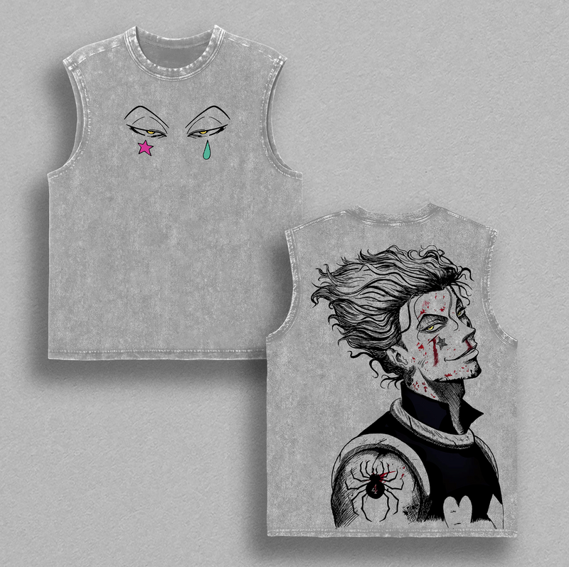 Hisoka Morow Hunter x Hunter Anime Double Printed Vintage Washed Tee
