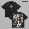 Frieren Gothic Vintage Washed T-Shirt, Beyond Journey's End Anime Graphic Tee, Dark Fantasy Elf Waifu Gym Pump Cover Oversized Back Print Heavy Cotton Streetwear Shirt