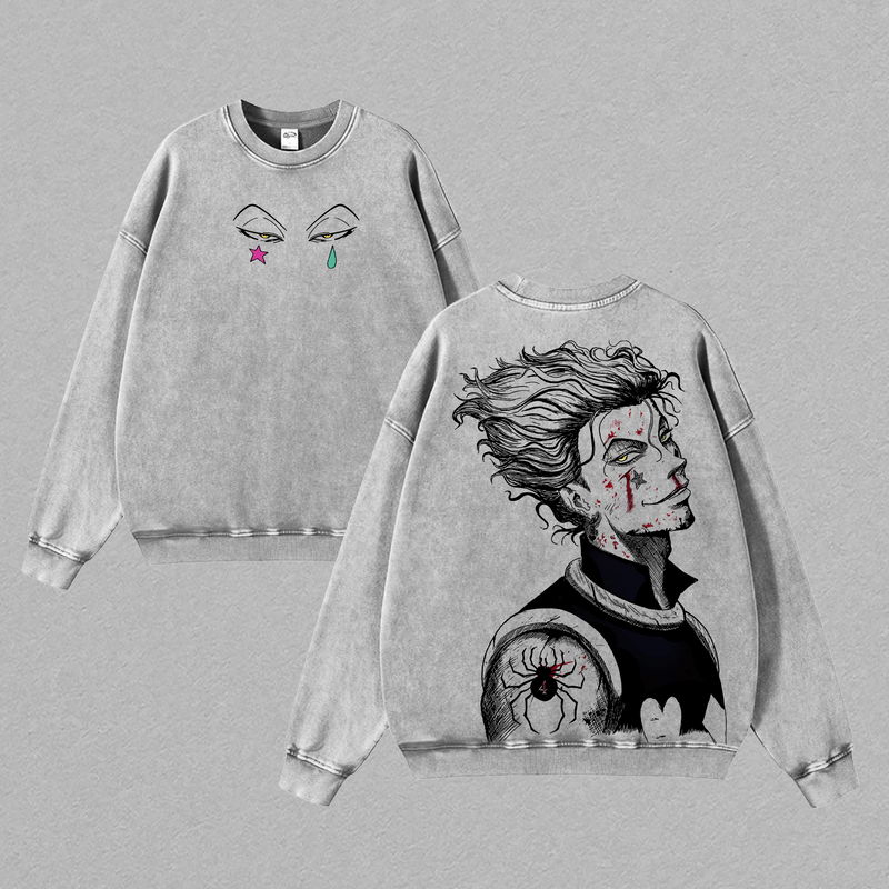 Hisoka Morow Hunter x Hunter Anime Double Printed Vintage Washed Tee